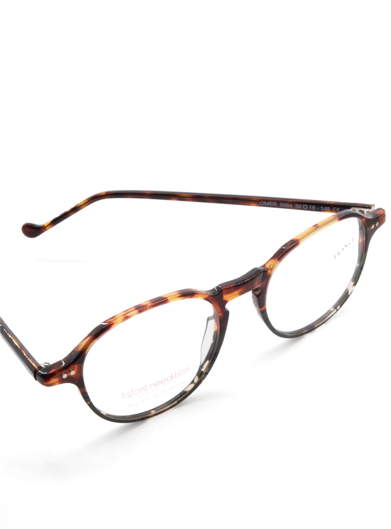 Delicate Semi Square Frame in Mahogany Tortoise and Green