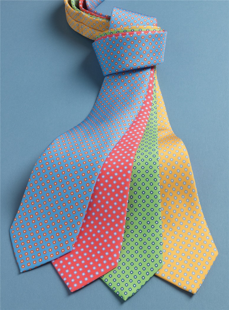 Printed Silk Tie in Apple