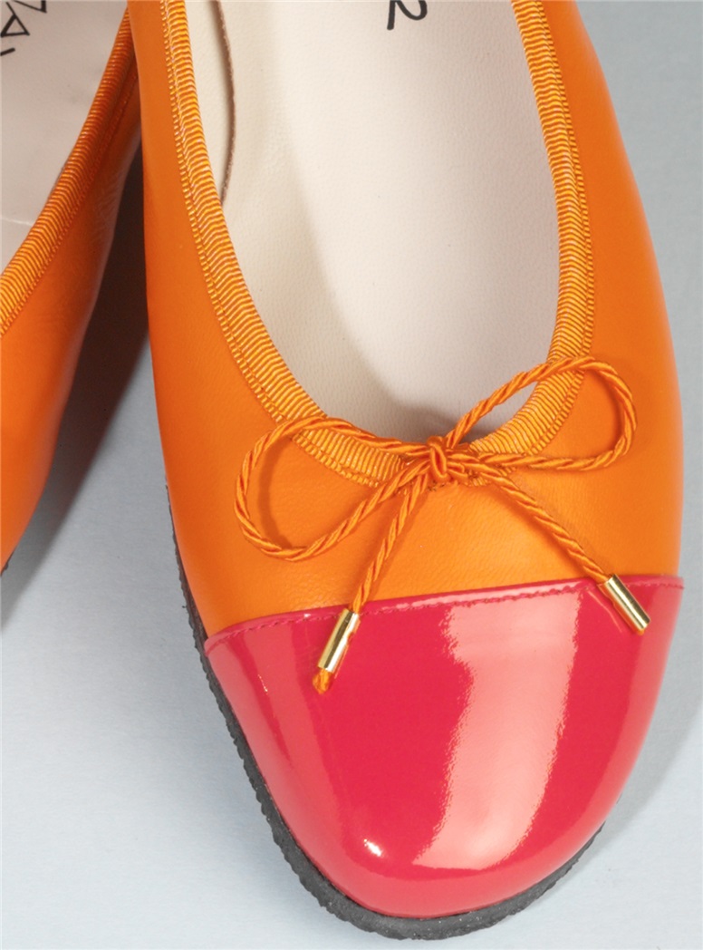 Contrast Toe Orange and Fuchsia Flats