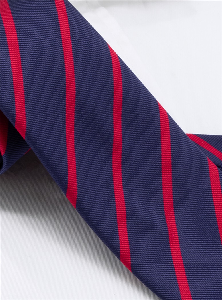 Silk Bar Striped Tie in Cherry