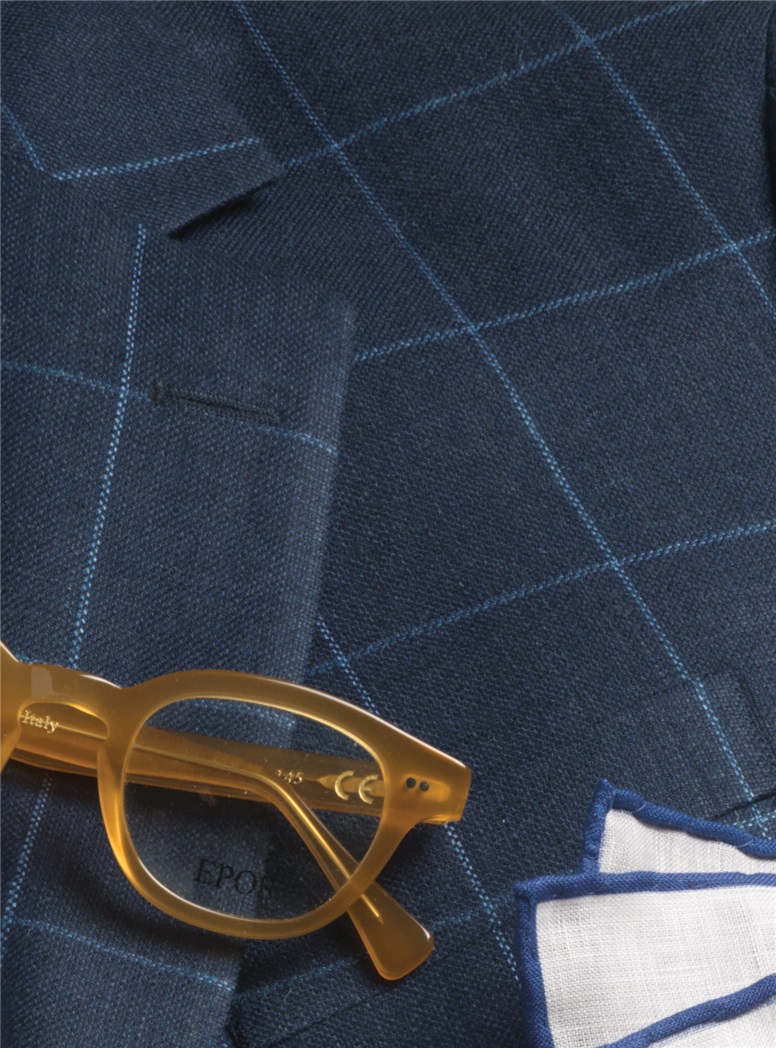 Navy Sport Coat with Storm Blue Windowpane
