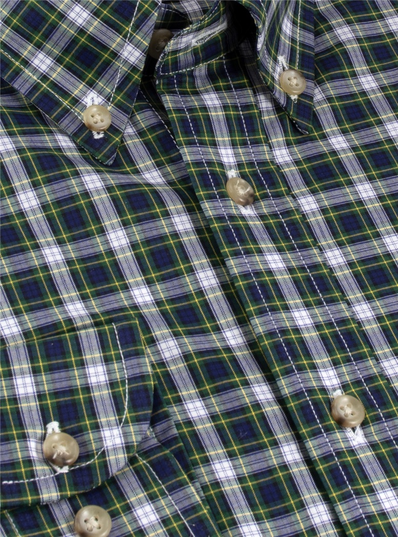 Boy's Shirt in Blue and Green Plaid
