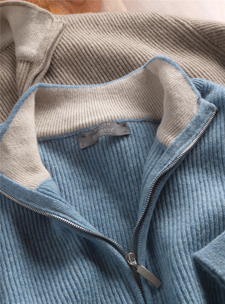 Cashmere Ribbed 1/2 Zip Sweaters