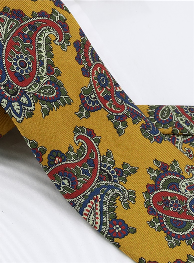 Silk Paisley Tie in Gold