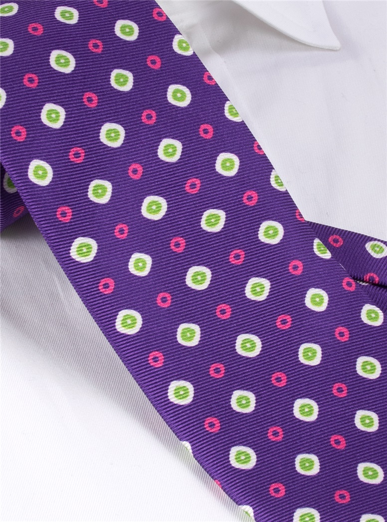 Silk Neat Printed Tie in Plum