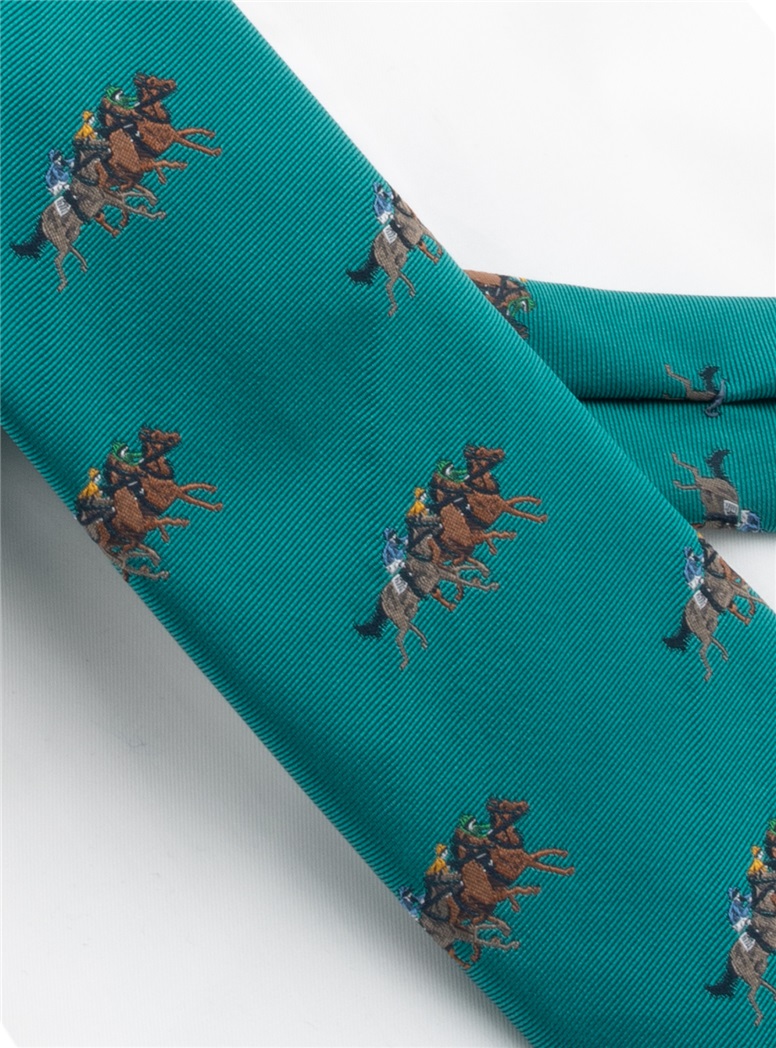 Silk Woven Equestrian Tie in Teal