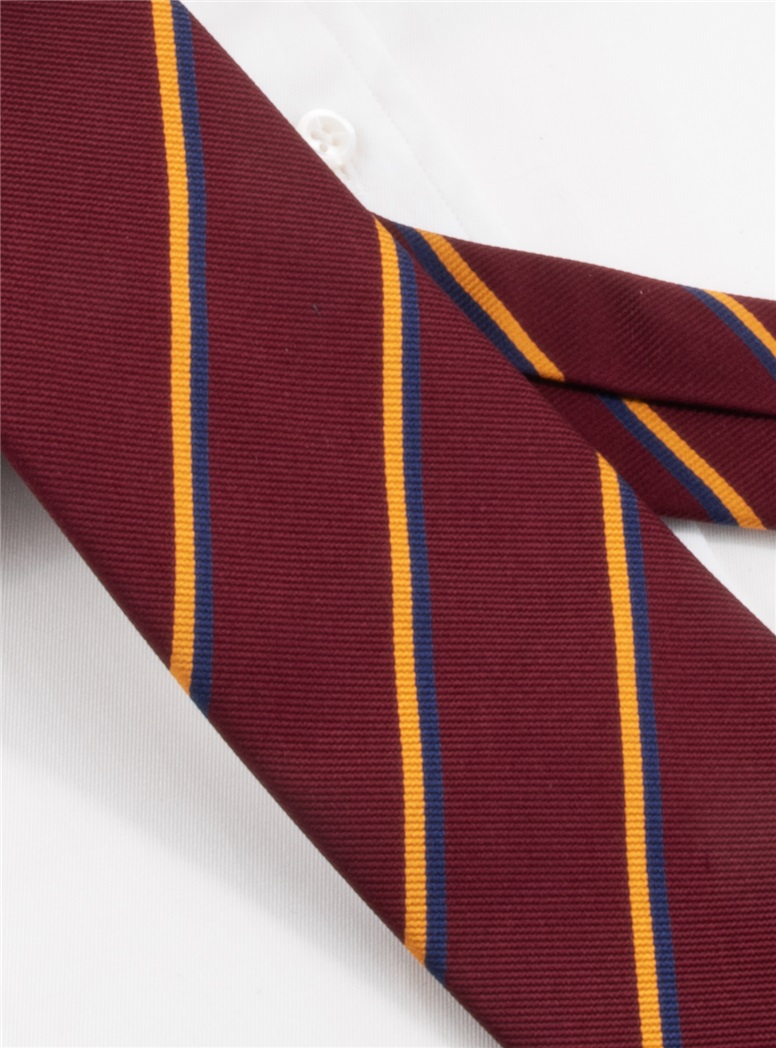 Silk Double Striped Tie in Burgundy