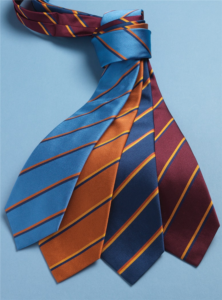 Silk Double Striped Tie in Burgundy