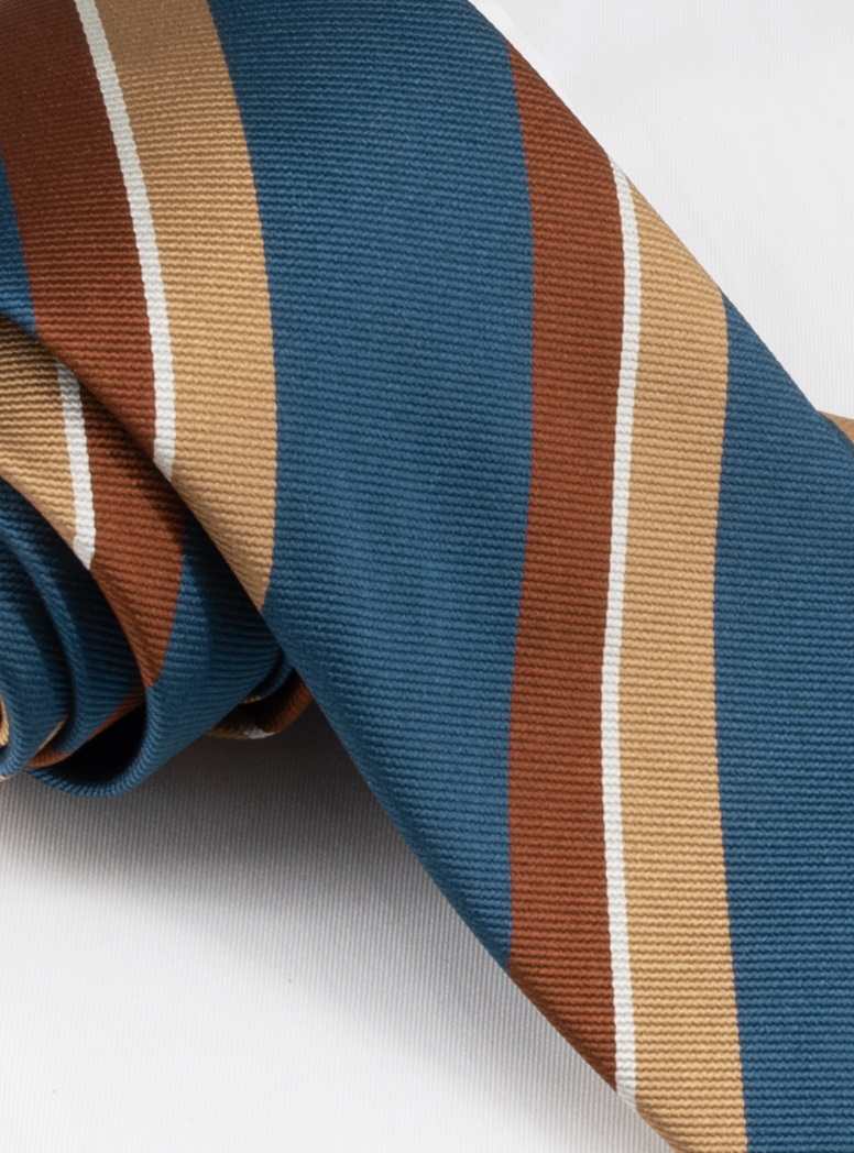 Silk Double Striped Tie in Teal