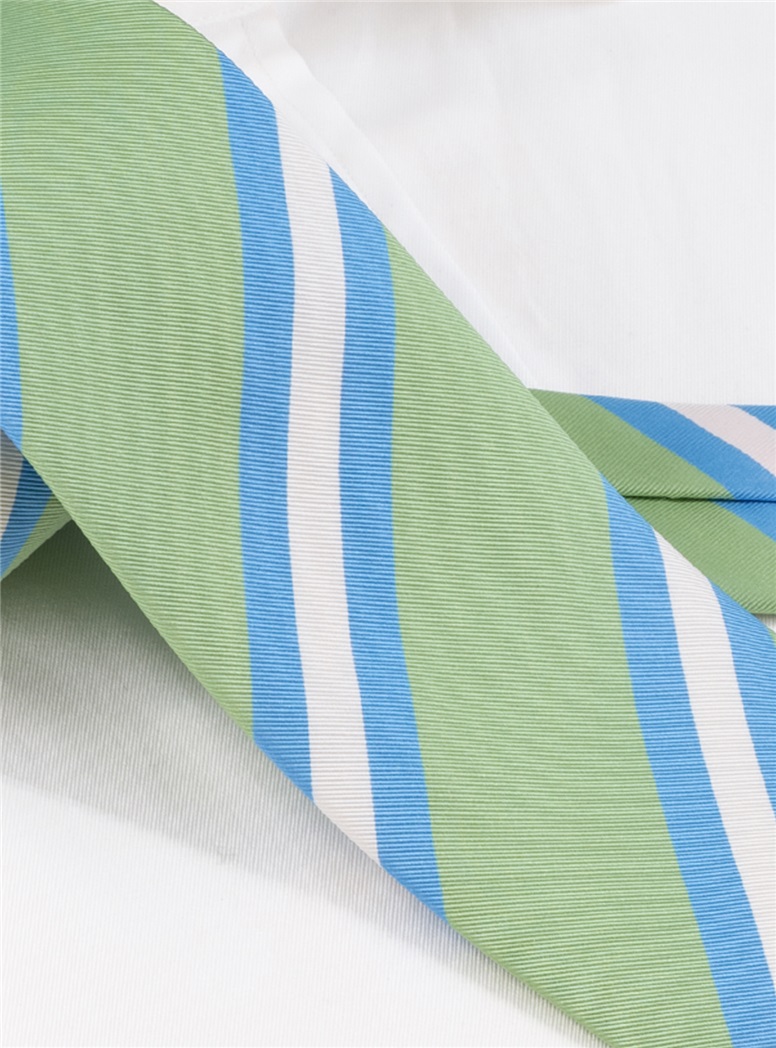 Silk Striped Tie in Green Tea