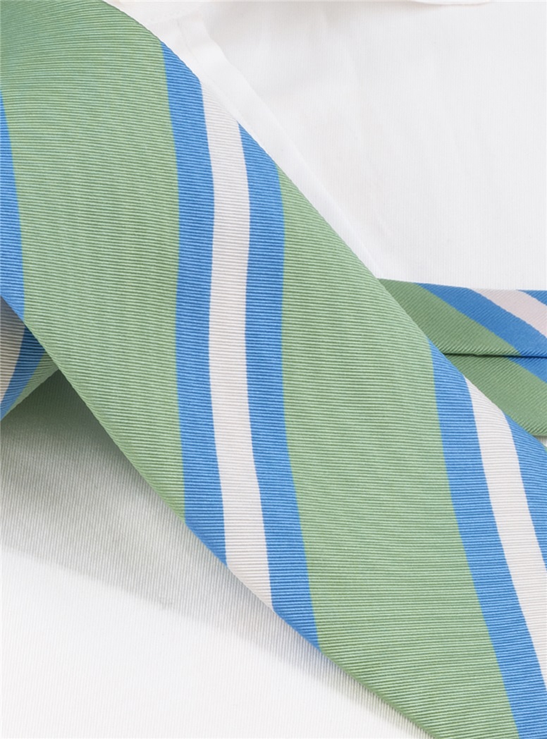 Silk Striped Tie in Green Tea