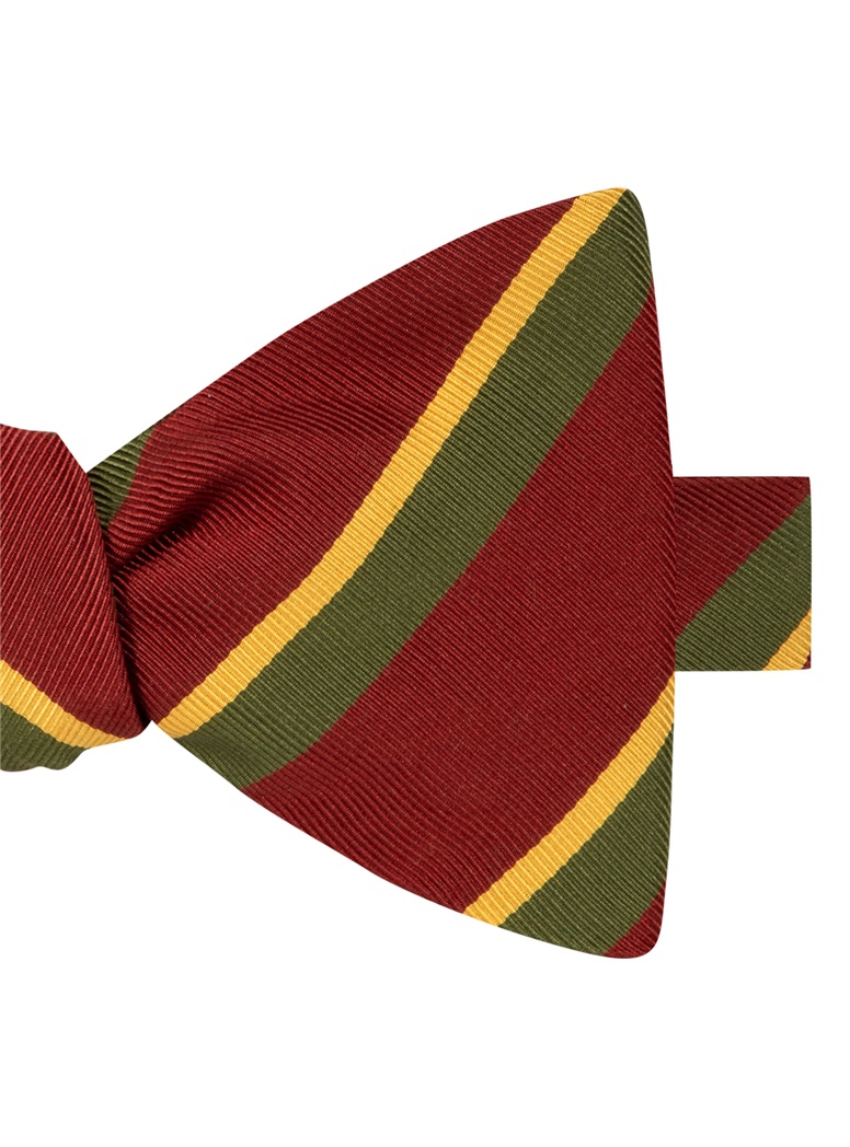 Mogador Silk Double Stripe Bow Tie in Ruby