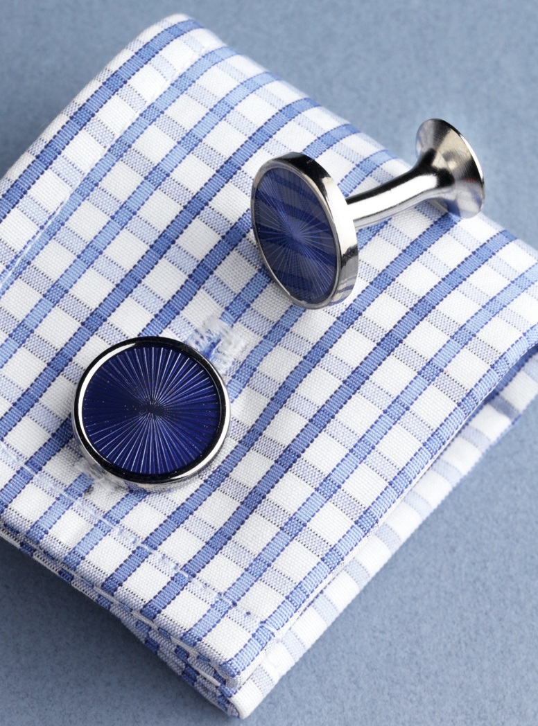 Round Fan Design Cufflinks in Blue