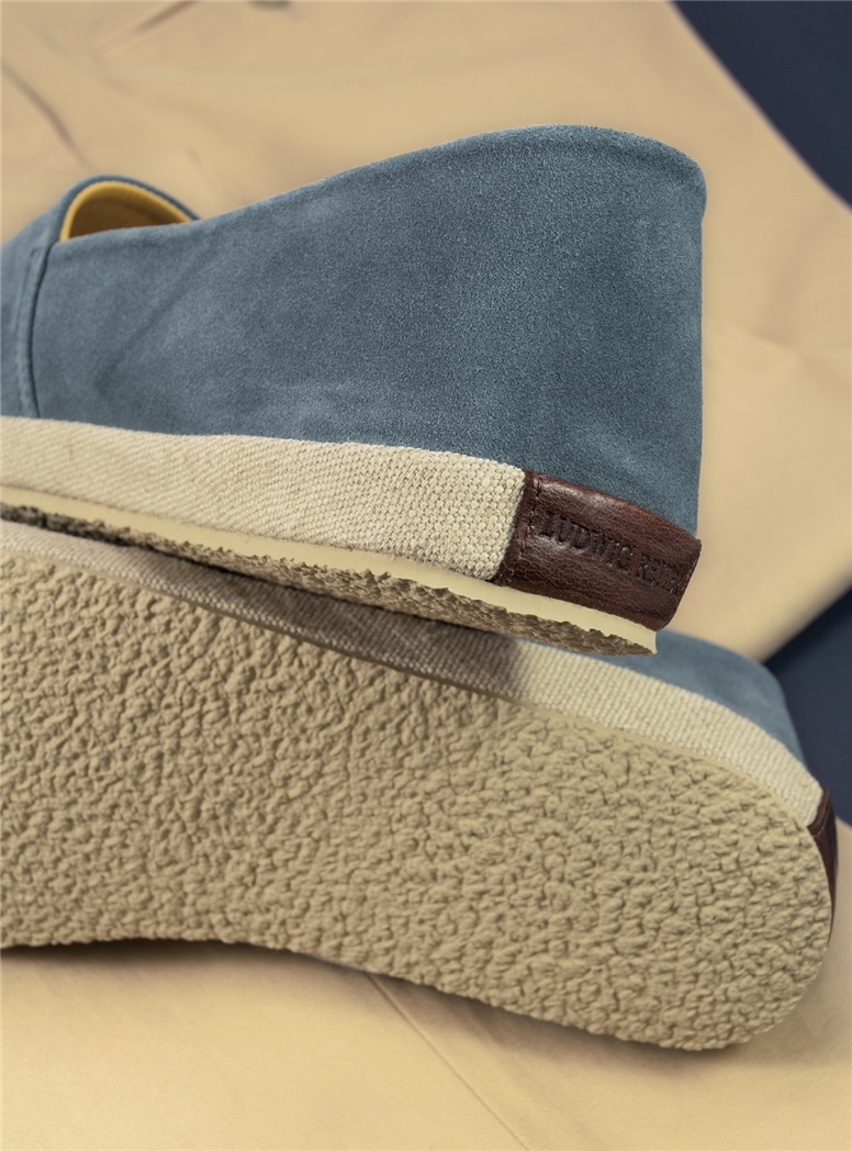 Suede Espadrilles in Dusty Blue, Size 44
