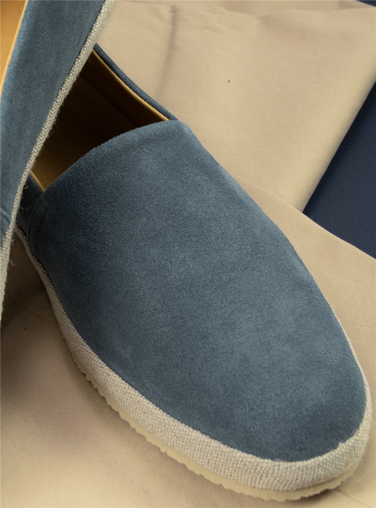 Suede Espadrilles in Dusty Blue, Size 44