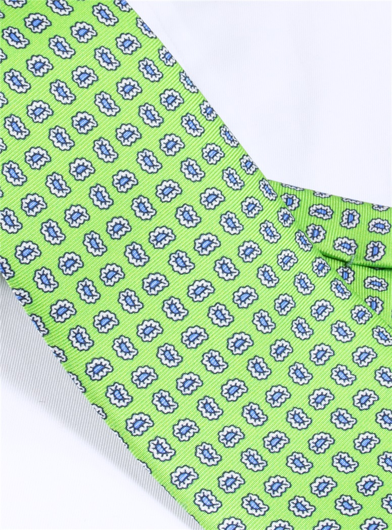 Silk Droplet Paisley Printed Tie in Lime