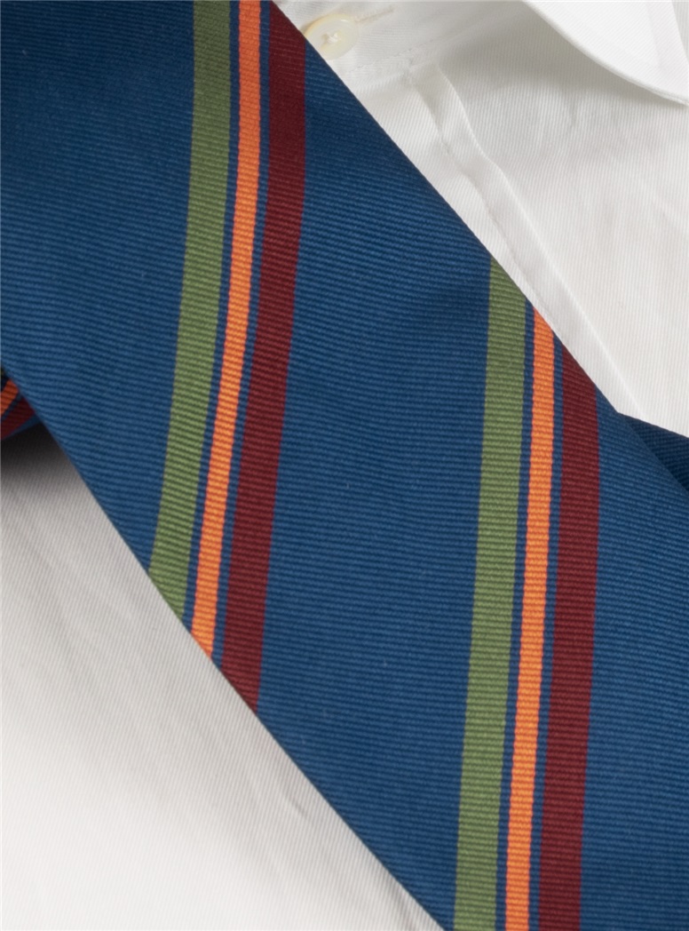 Silk Triple Striped Tie in Azure Blue