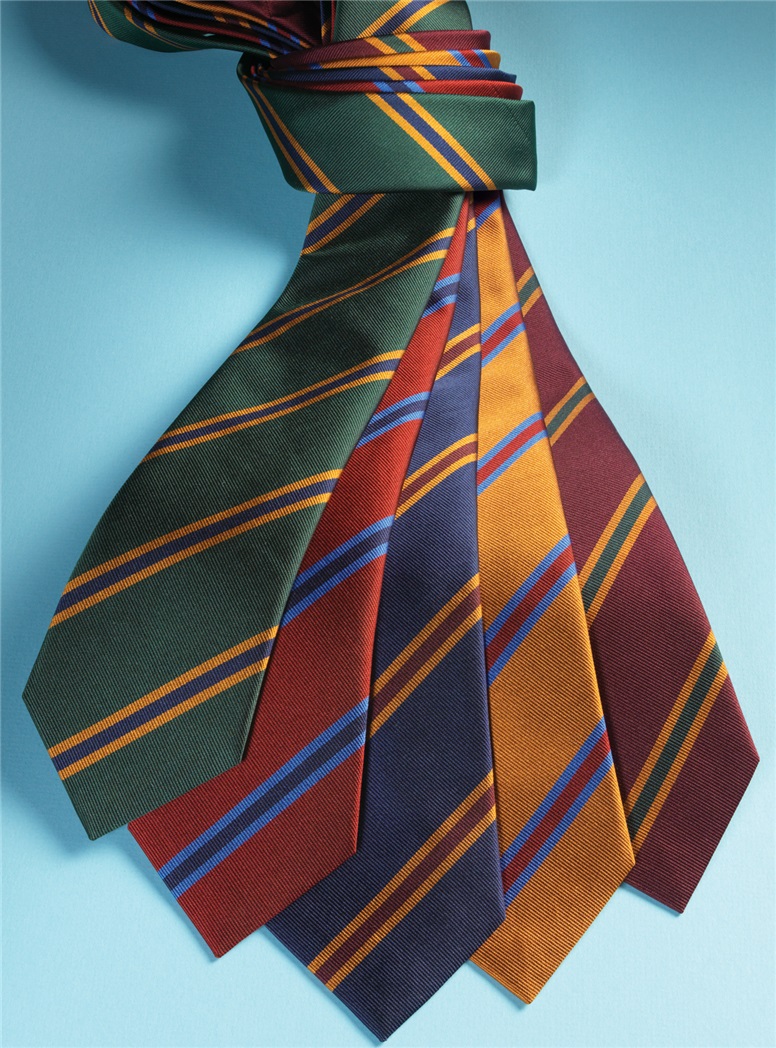 Silk Stripe Tie in Navy