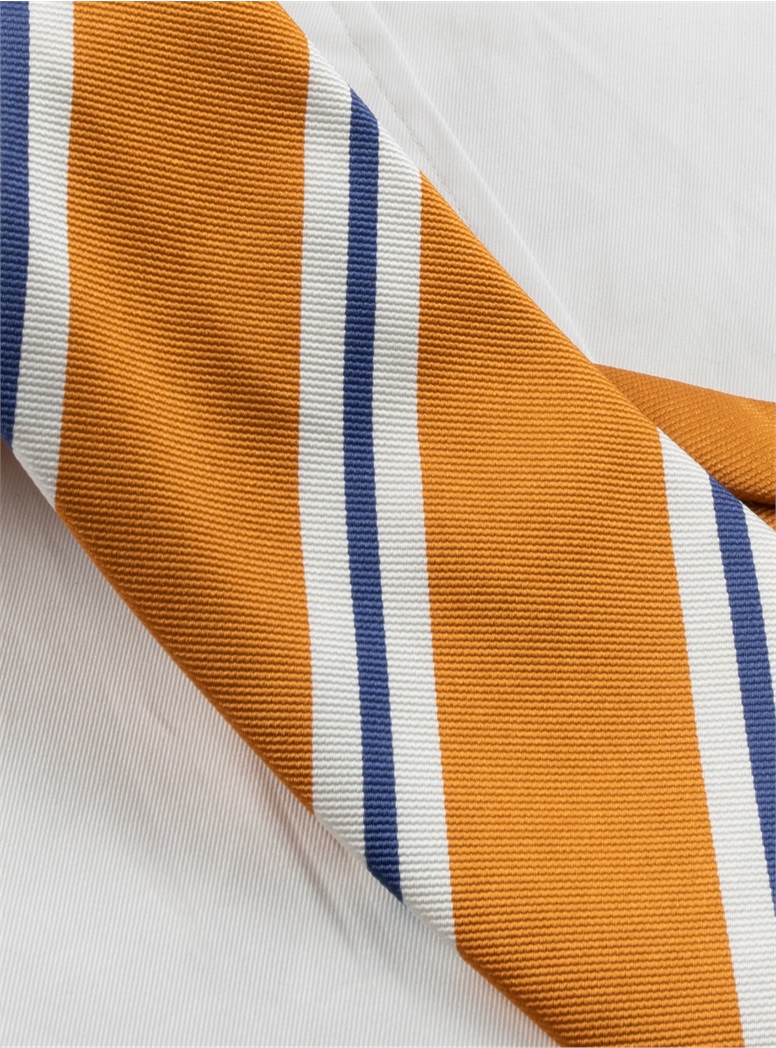 Woven Silk Striped Tie in Marigold