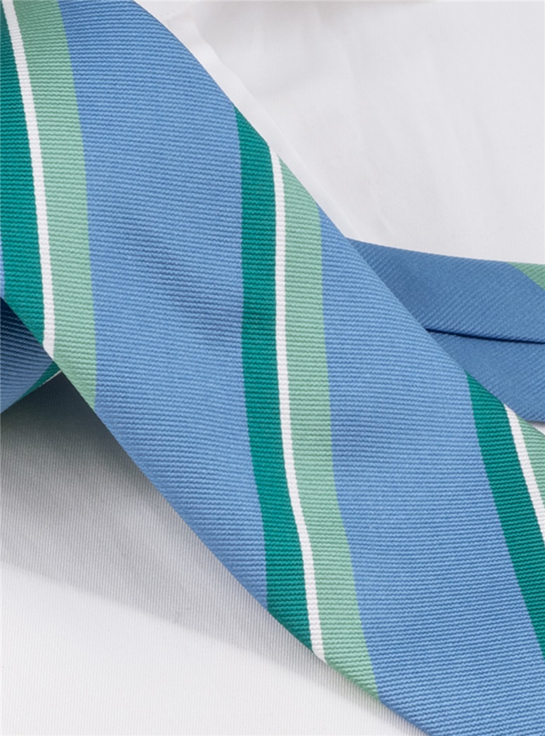 Silk Striped Tie in Sky