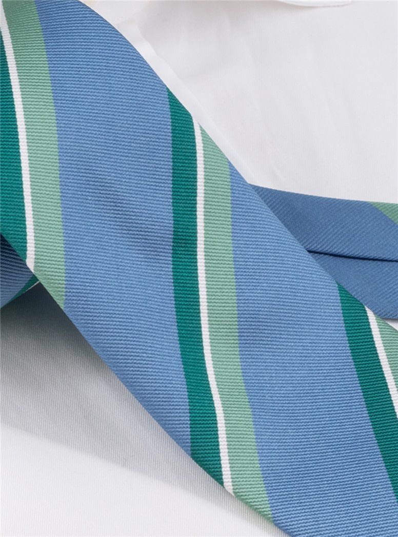 Silk Striped Tie in Sky