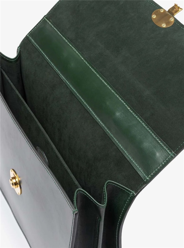 The Fleet Flap-Over Leather Briefcase in Green