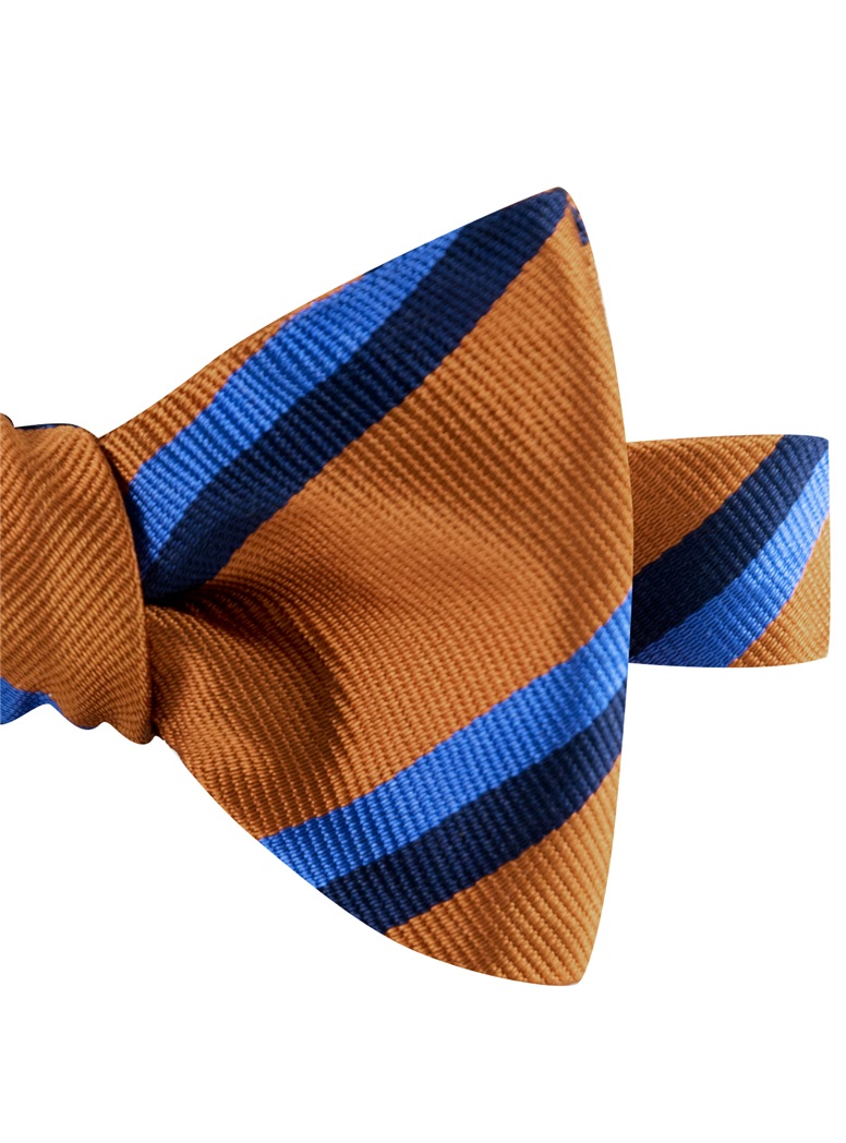 Silk Multi-Color Double Stripe Bow Tie in Copper