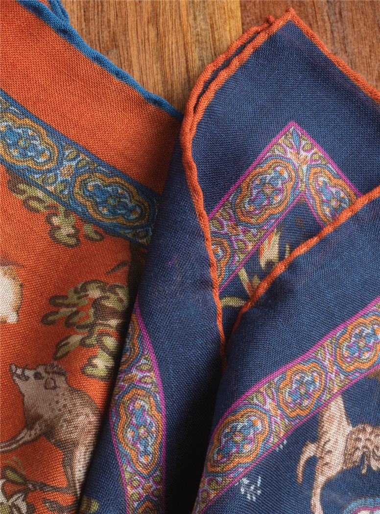 Wool and Silk Woodland Pocket Square