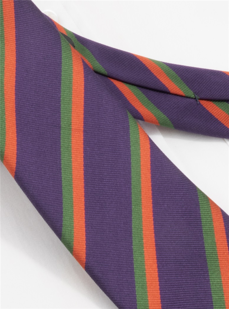 Woven Silk Double Striped Tie in Violet