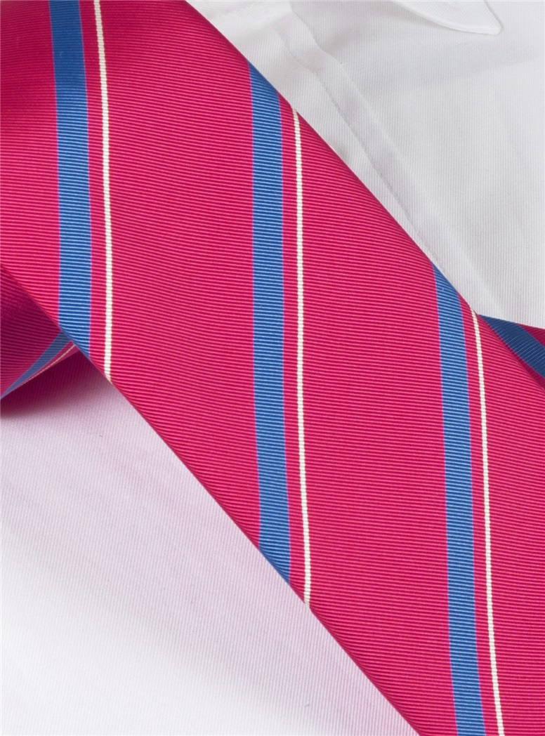 Mogador Silk Striped Tie in Magenta