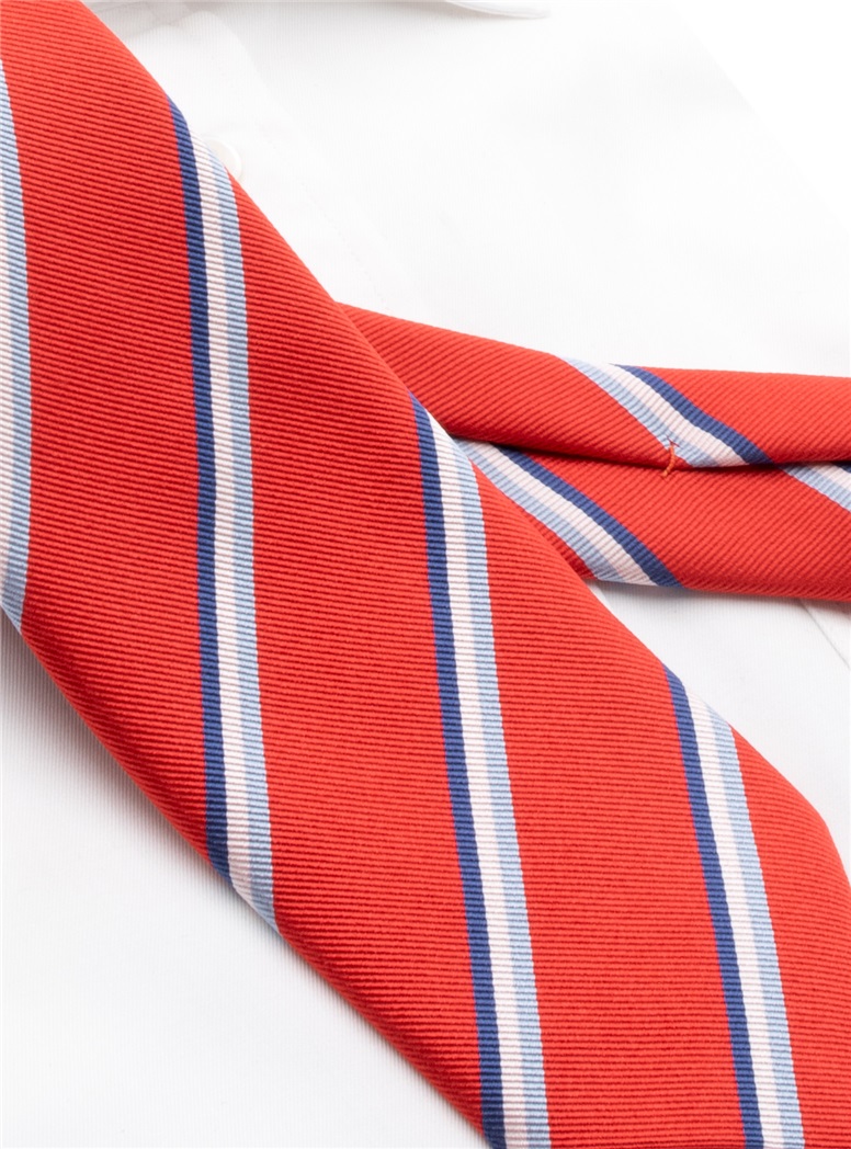 Silk Triple Striped Tie in Chili