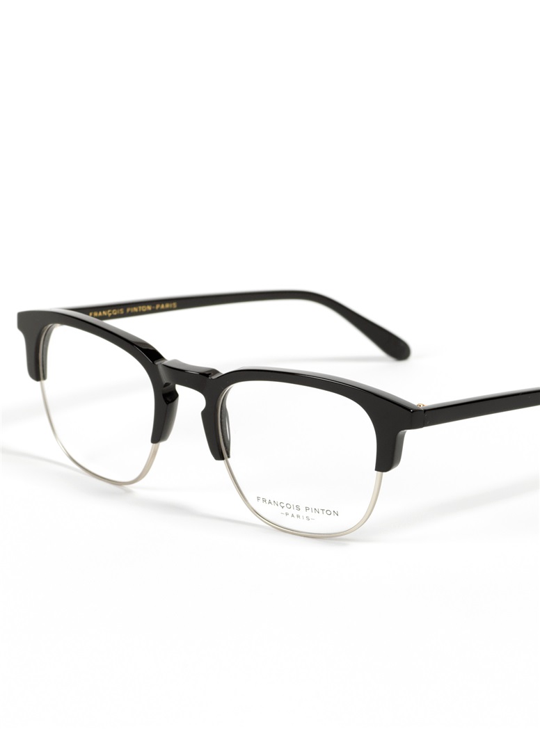 Traditional Brow Frame in Black with Silver Rim