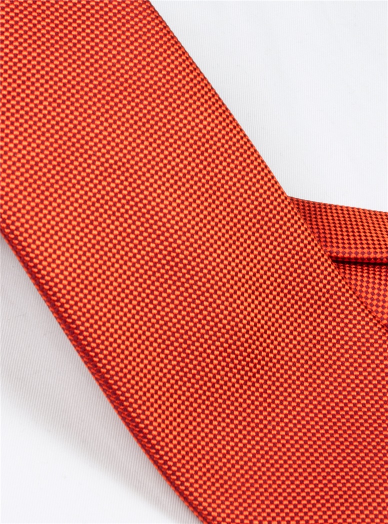 Silk Basketweave Tie in Tangerine