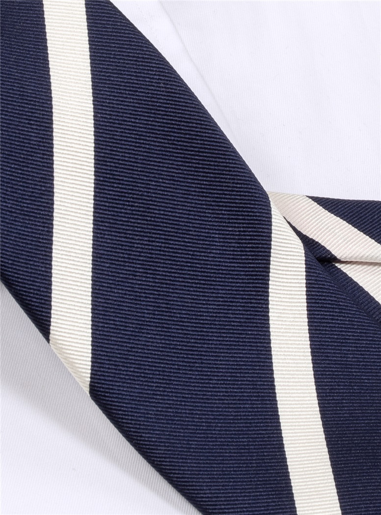 Mogador Bar Striped Tie in Navy