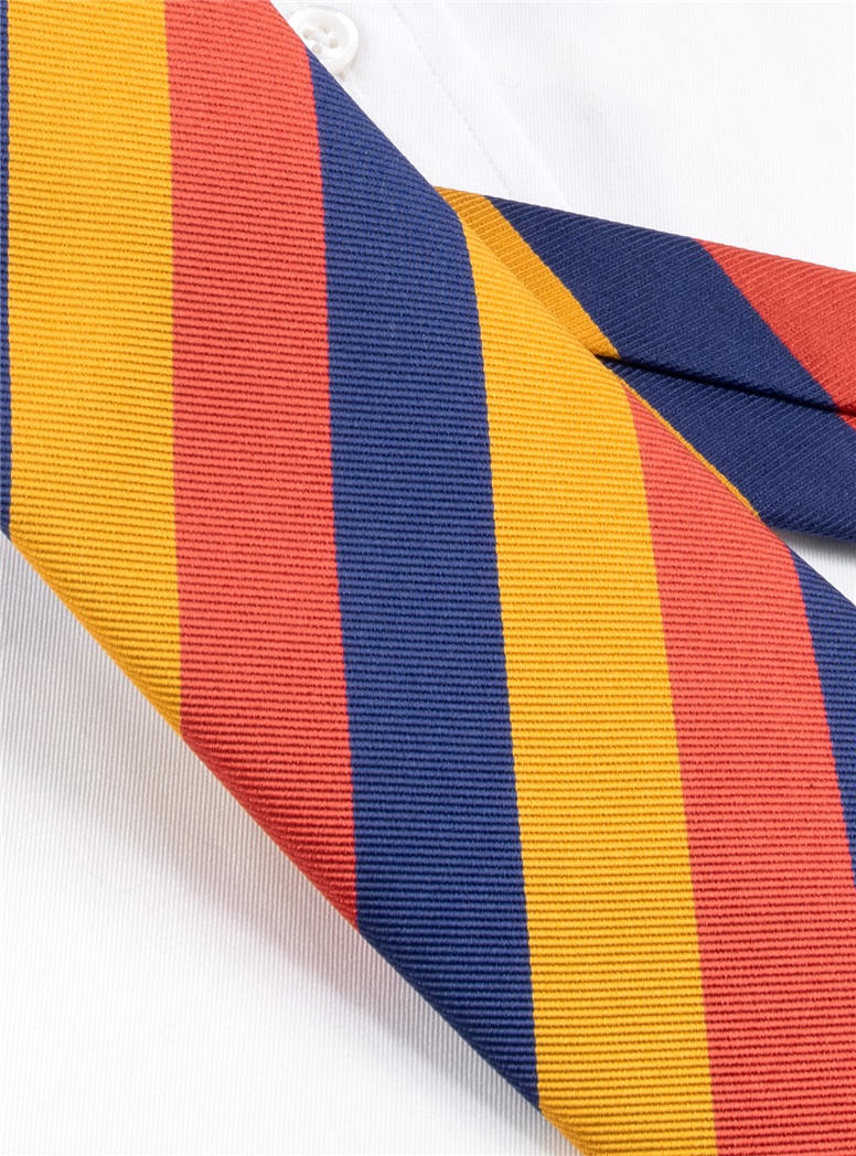 Silk Block Striped Tie in Burnt Orange