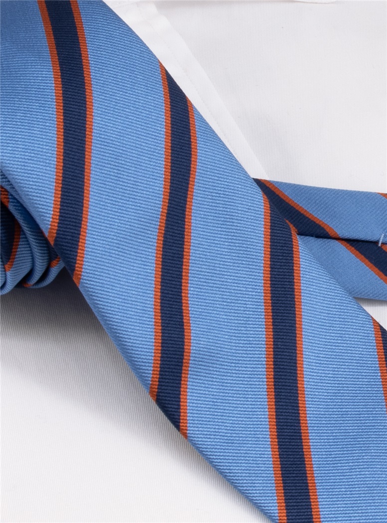 Silk Striped Tie in Sky