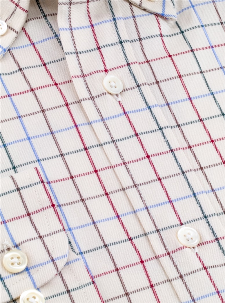Multi-Color Check Brushed Cotton Button Down