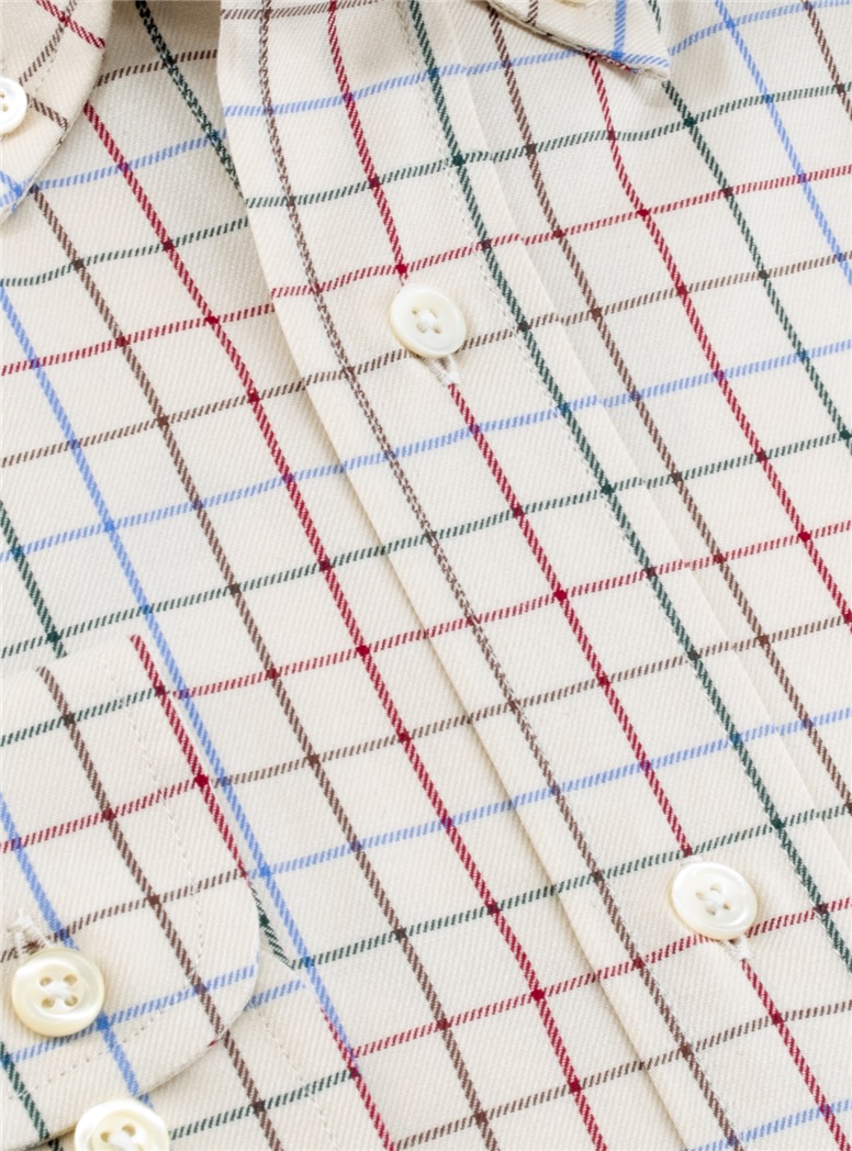Multi-Color Check Brushed Cotton Button Down