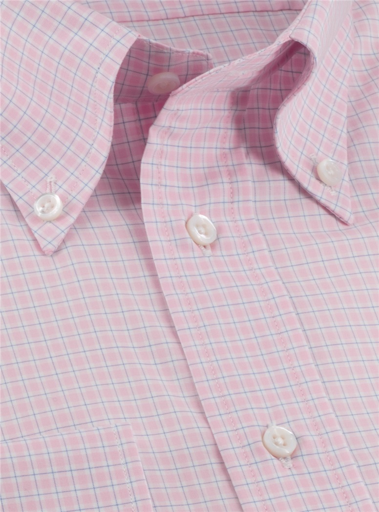 Pink and Sky Windowpane Button Down