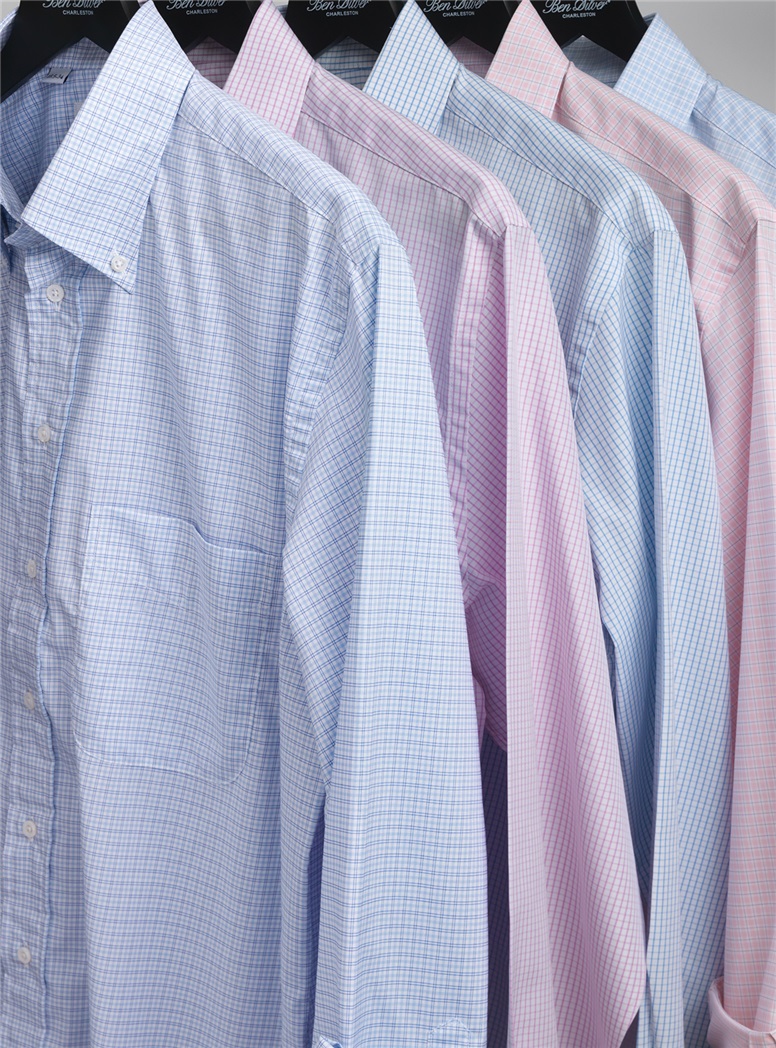 Pink and Sky Small Graph Check Button Down