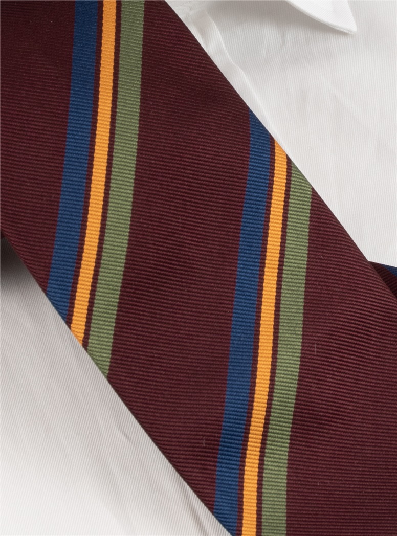 Silk Triple Striped Tie in Burgundy