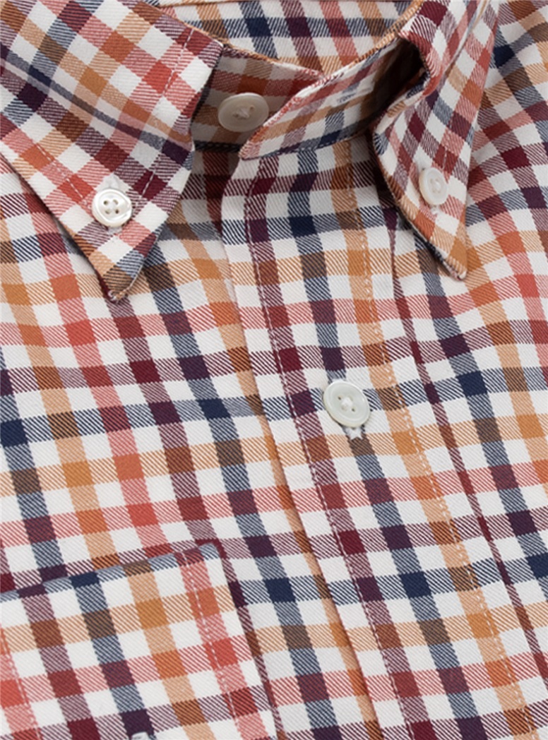 Red, Orange, and Gold Brushed Cotton Button Down