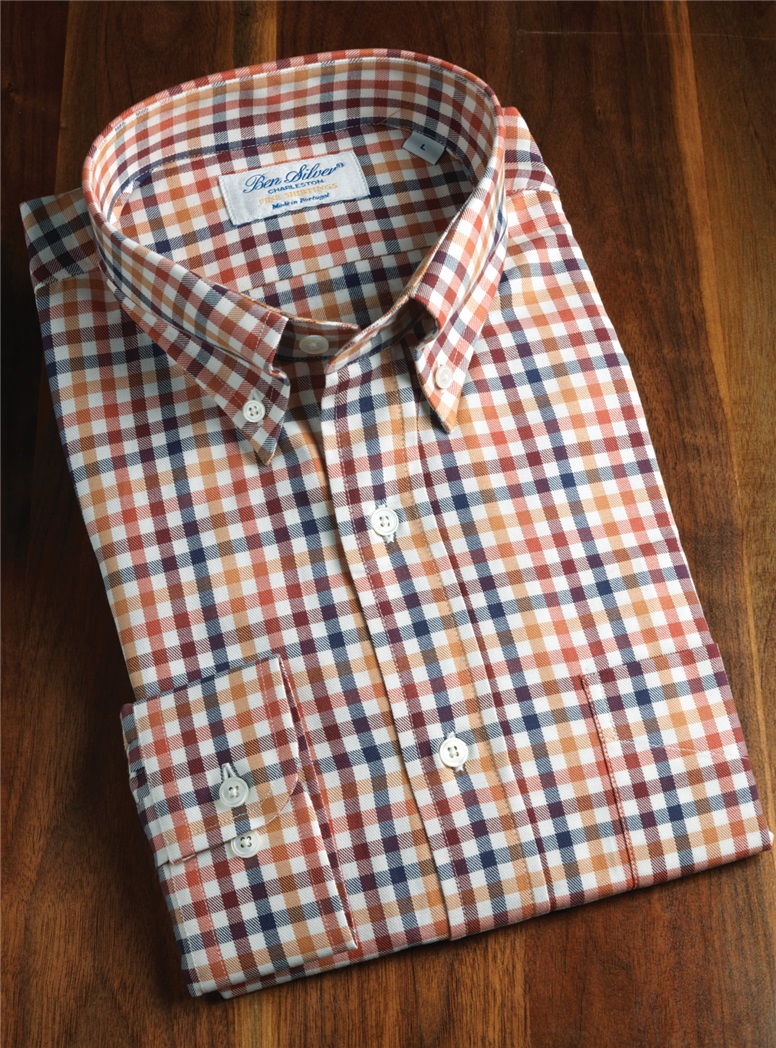 Red, Orange, and Gold Brushed Cotton Button Down