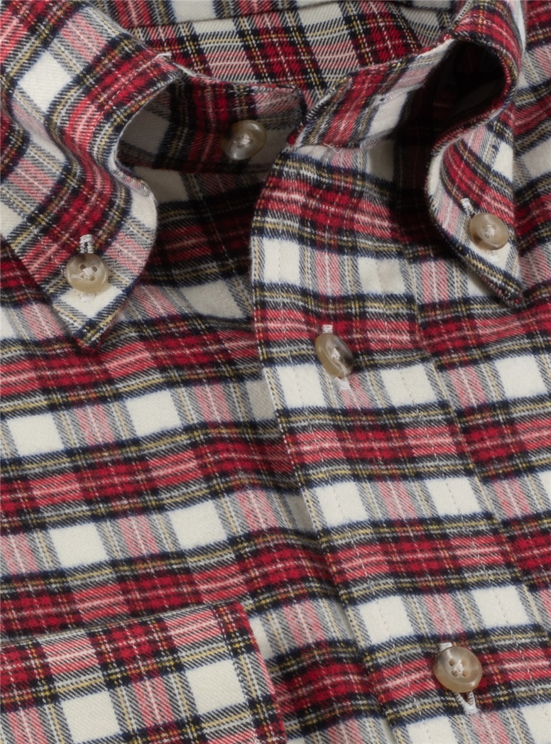 Red and Yellow Tartan Brushed Cotton Button Down