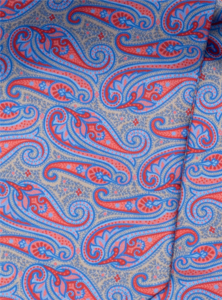 Silk Paisley Ascot in Cobalt