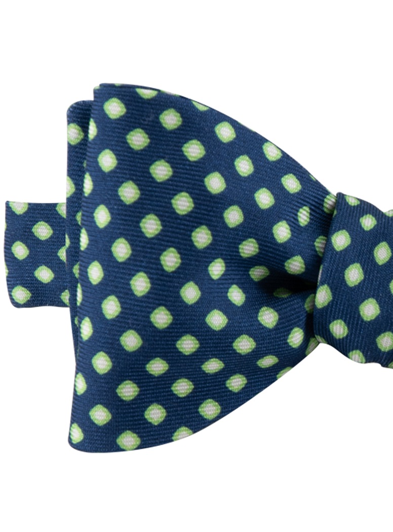 Silk Dot Bow Tie in Navy
