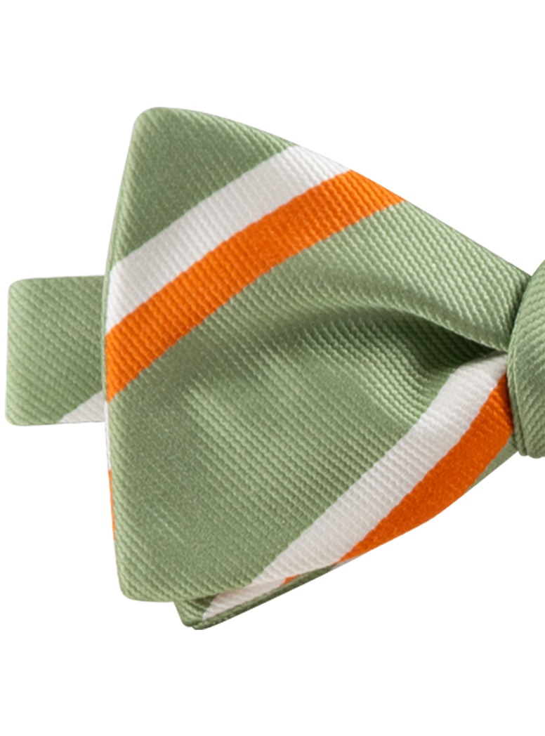Silk Double Striped Bow Tie in Sage