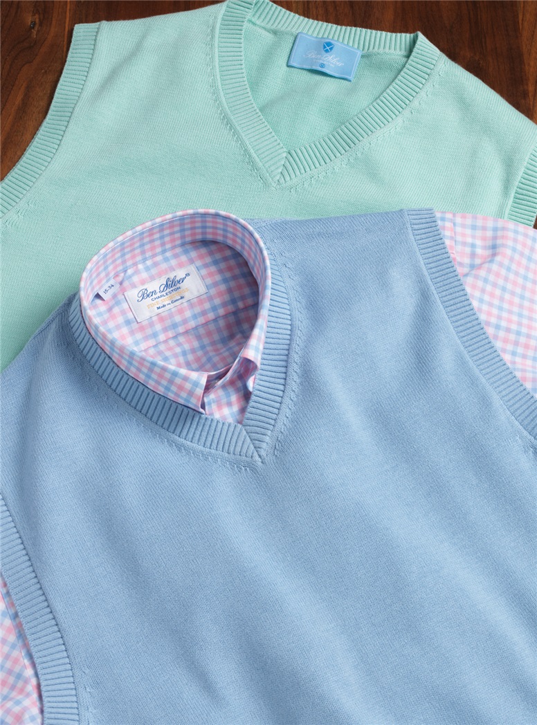 Cotton V-Neck Sweater Vests