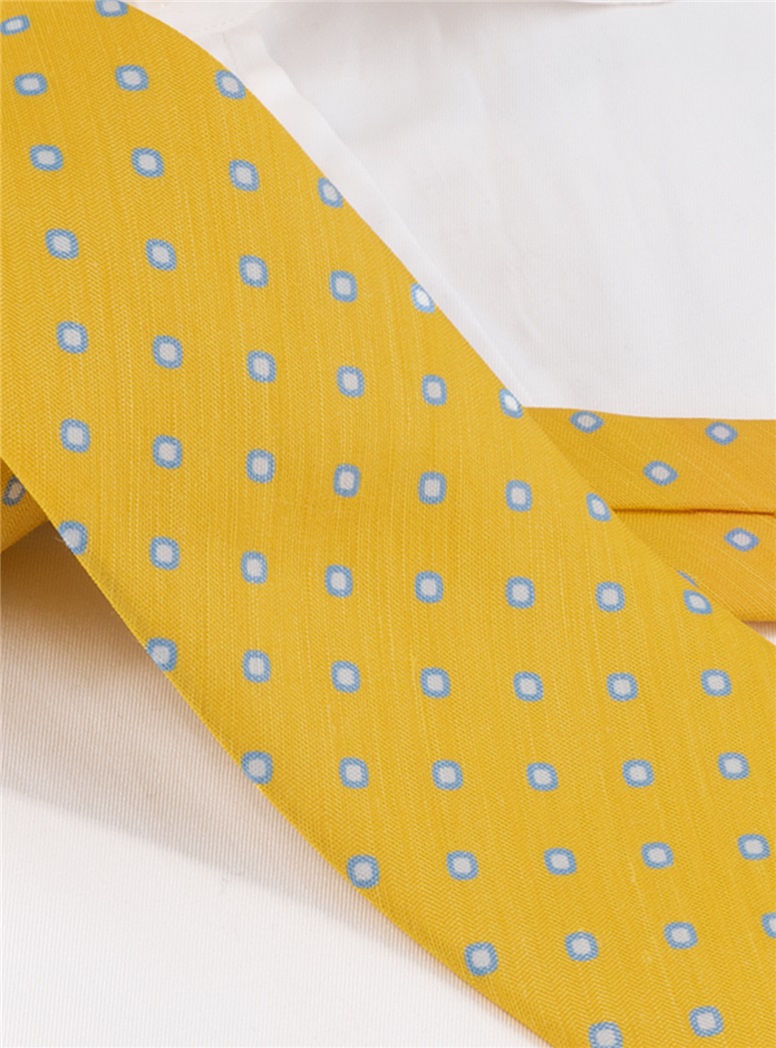 Silk and Linen Dot Tie in Sun