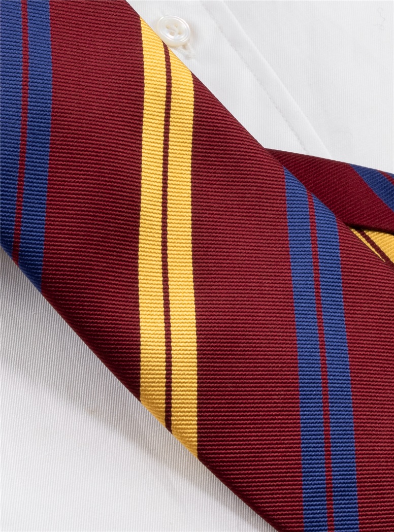 Silk Double Striped Tie in Wine